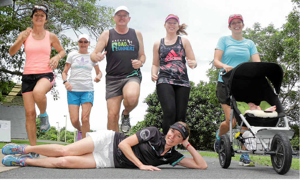 ABOVE: Angelina Furdek, Judy Zahn, Tim Magoffin, Lauren Hay, Karlee Hayden and Nikki Giles (in front ) limber up for Mackay’s first parkrun in April. ABOVE: Angelina Furdek, Judy Zahn, Tim Magoffin, Lauren Hay, Karlee Hayden and Nikki Giles (in front ) limber up for Mackay’s first parkrun in April.
